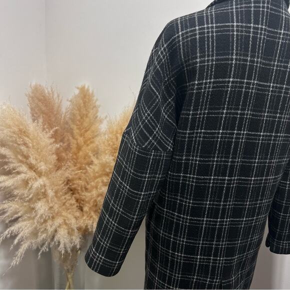 Zara Plaid Checked Double breasted Wool Long Coat Size XS - Picture 12 of 15